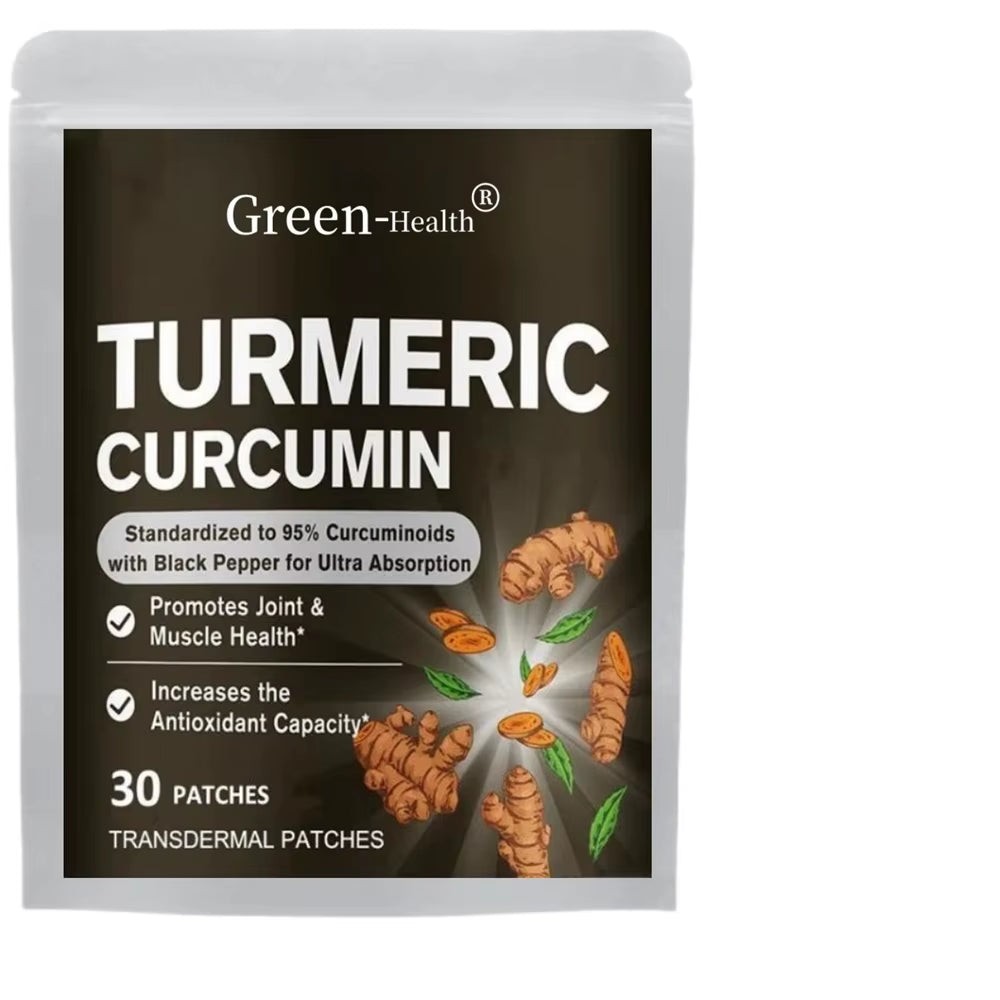Turmeric Curcumin Transdermal Patches Muscle Support - 30 Patches One Month Supply